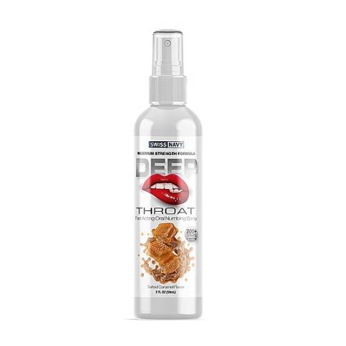 Spray premium pentru sex oral adanc - Swiss Navy Deep Throat - cu aroma de Caramel Sarat - 59 ml