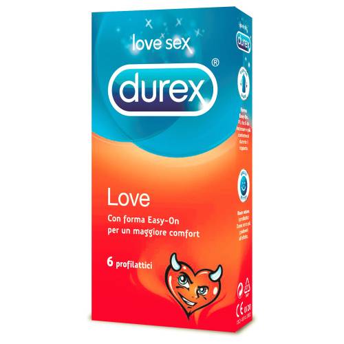 Durex Dragoste Prezervative Usor de Pus cu Lubrifiant pentru Senzatii Alunecoase 6 bucati