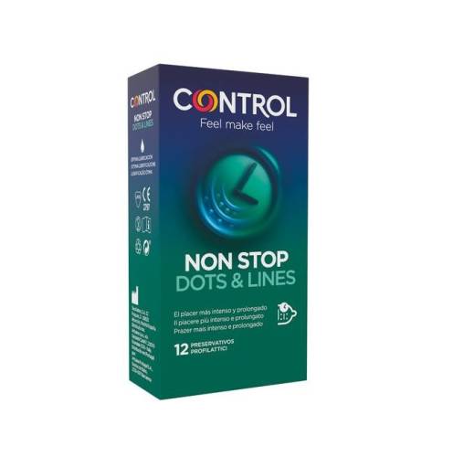 Prezervative cu striatii - CONTROL NONSTOP Points & Stripes - efect de intarziere ejaculare - 1 cutie x 12 buc