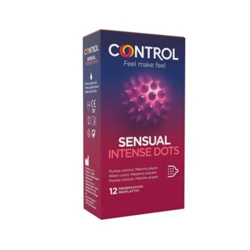 Prezervative cu striatii CONTROL SPIKE SENSUAL INTENSE DOTS - 1 cutie x 12 buc