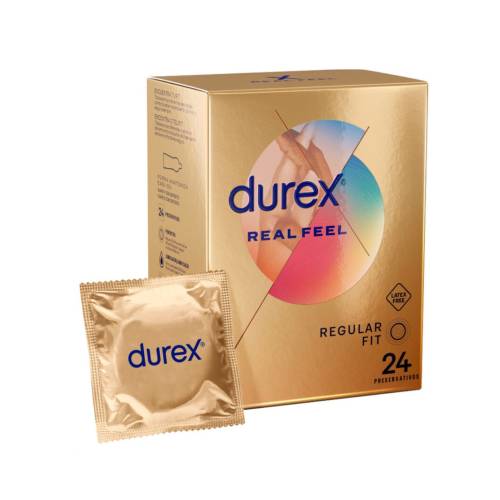 Prezervative subtiri Durex RealFeel - regular fit - fara latex - senzatie naturala - 56 mm - 1 cutie x 24 buc